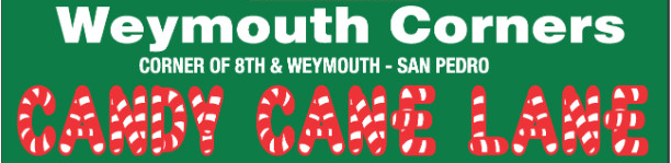 Announcement for Annual Weymouth Corners Candy Cane Lane family event.