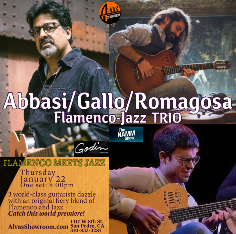 Acustic Guitar Trio performing at Alvas Showroom