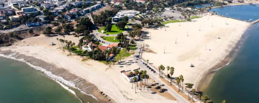 Aerial look at the Cabrillo Beach